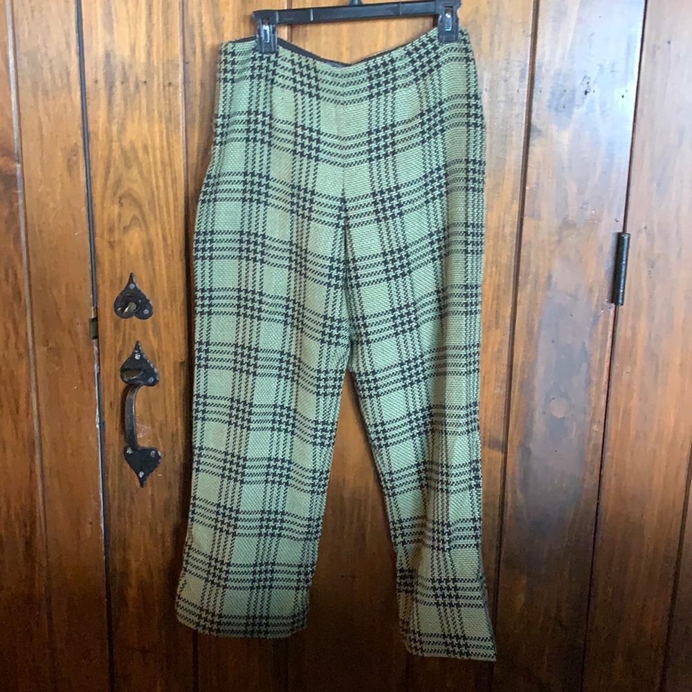 Wide leg plaid wool winter pant